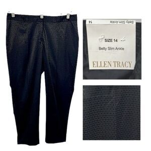 Ellen Tracy Jacquard Dress Pants Size 14 Betty Slim Ankle NWT